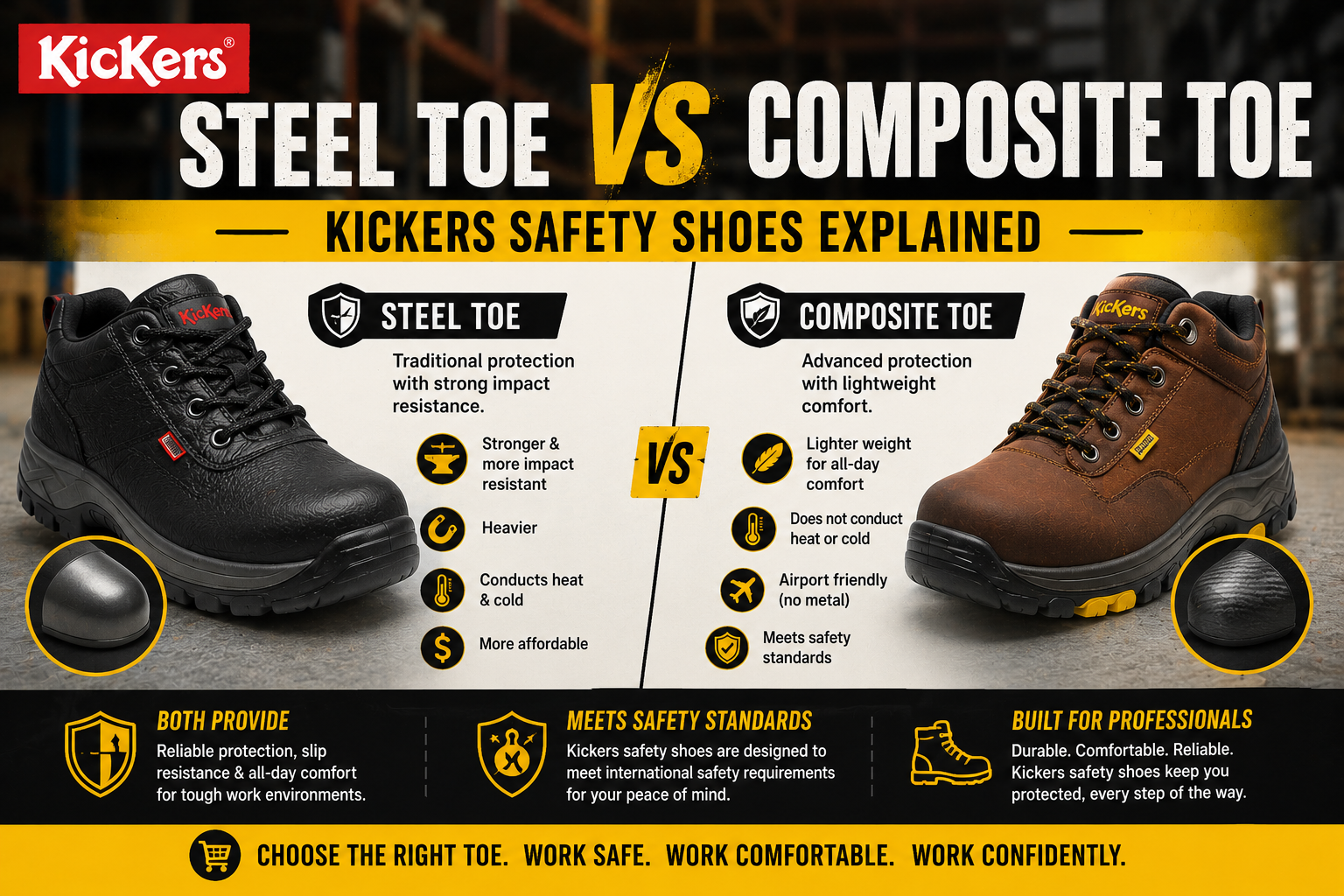 Steel Toe vs Composite Toe Kickers Safety Shoes Explained